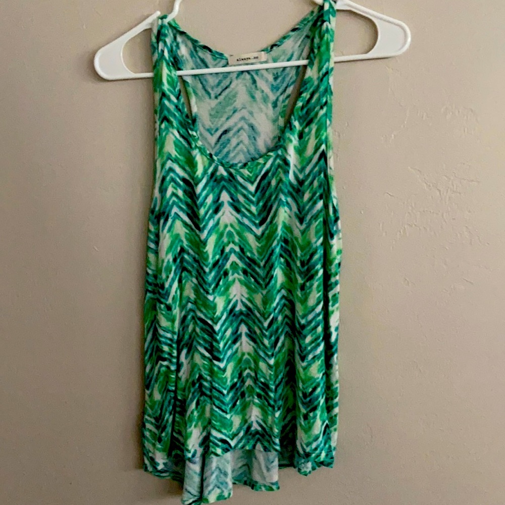 Always Me green tie-dye Razorback tank. Small.